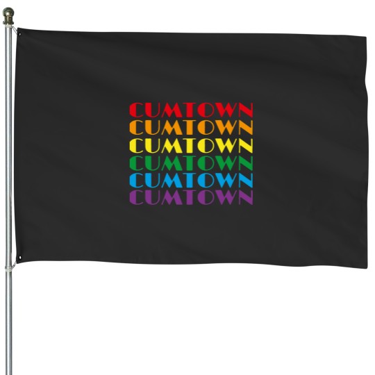 Discover Cum Town in Rainbow Colors House Flags