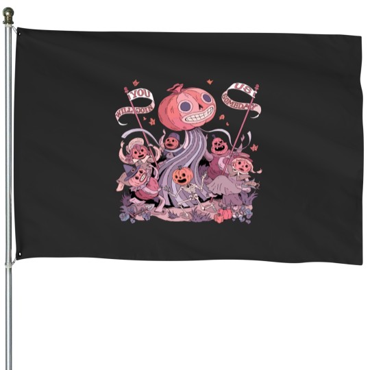 Discover Over The Garden Wall House Flags, Vintage Pottsfield Halloween Pumpkin House Flags