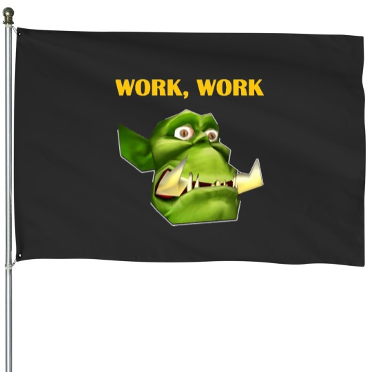 Discover Office peon workaholic House Flags