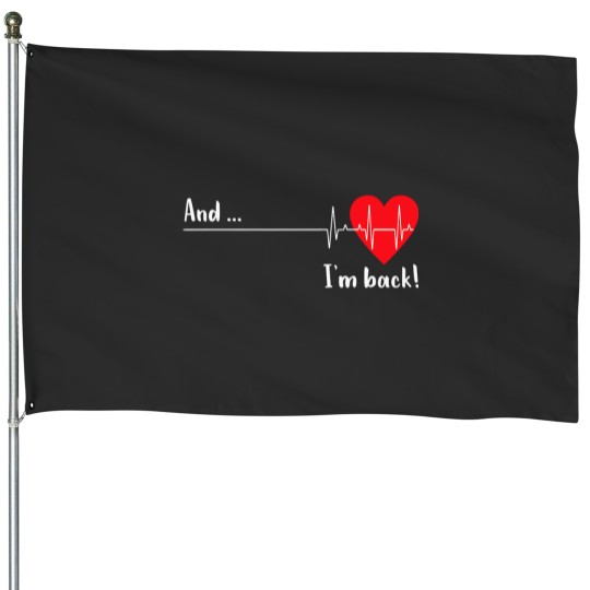 Discover And Im Back EKG Heartbeat For Cardiologist Heart Survivor House Flags