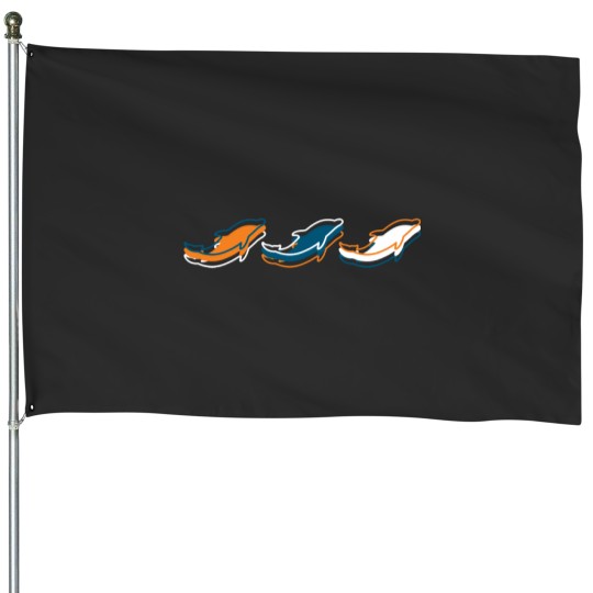 Discover miamis Dolphins patterns - Teal Background House Flags