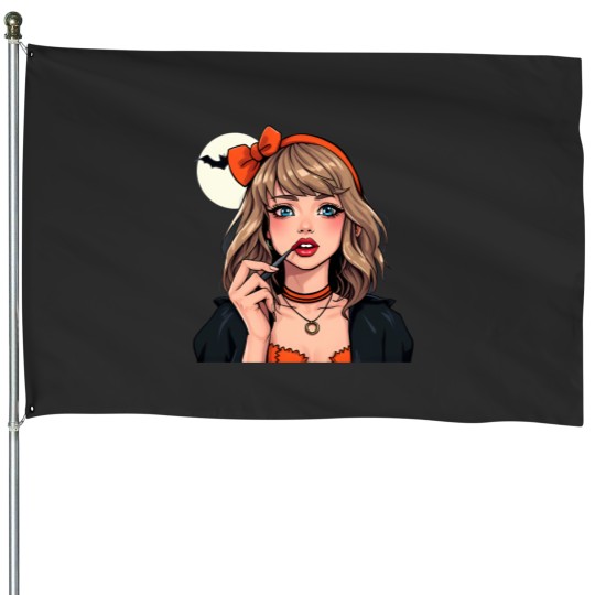 Discover Halloween Girl House Flags