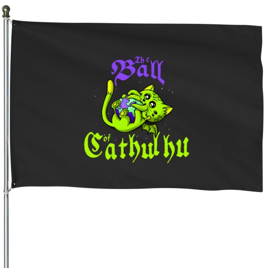 Discover Cute Kawaii Cathulhu Eating the World Cat Cthulhu Necronomicon funny kitty kraken TSh House Flags
