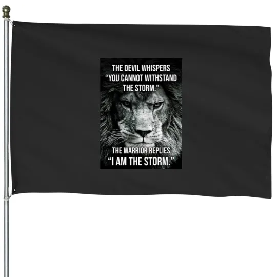 Discover I AM The Storm Lion Warrior Motivational House Flags