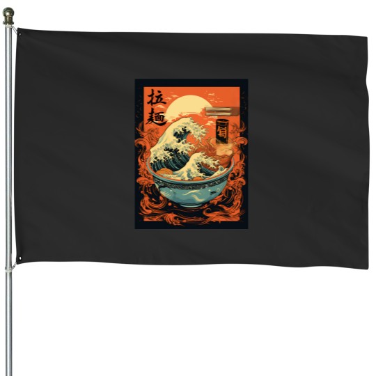 Discover Great Ramen waves House Flags