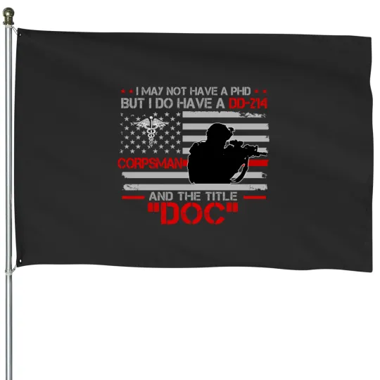 Discover Dd 214 Corpsman- Proud Veteran Navy Corpsman American Flag House Flags