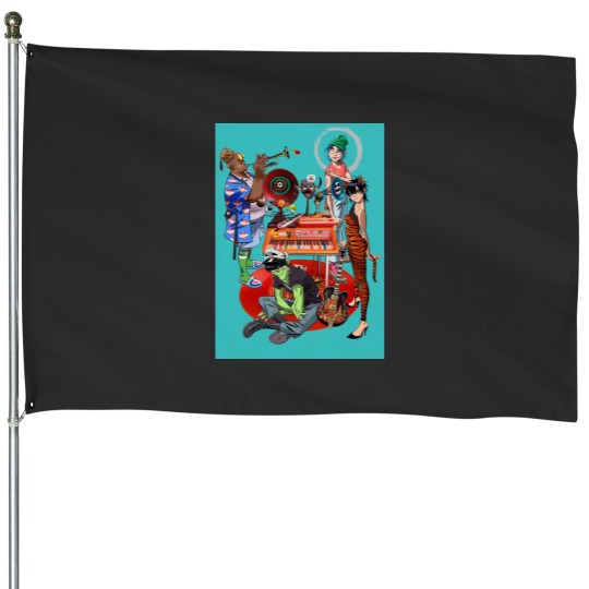 Discover Gorillaz Cool Member Cartoon House Flag