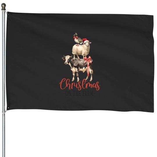 Discover Christmas farm House Flags