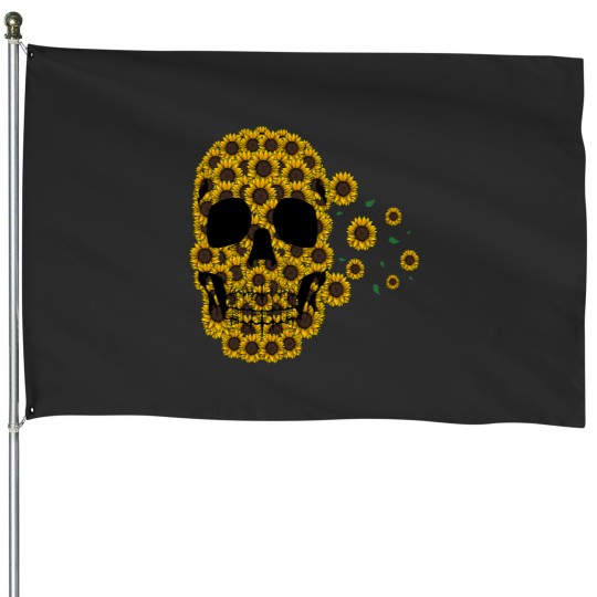 Discover Sunflower Skull Lazy Halloween Costume Cute skeletonss House Flags
