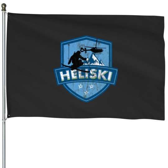 Discover Vintages Heliski Mountain Badge Skis Design.png House Flags