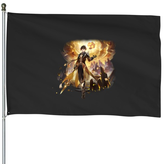 Discover Genshin Impact Zhongli  Character Wish Gacha Splash Art House Flags
