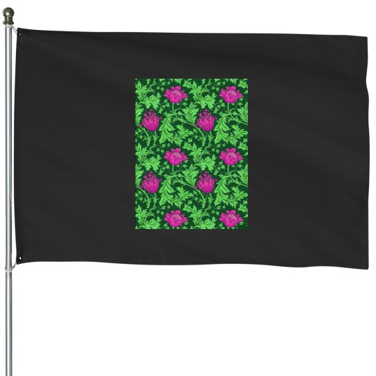 Discover William Morris Anemone, Emerald Green and Fuchsia House Flags