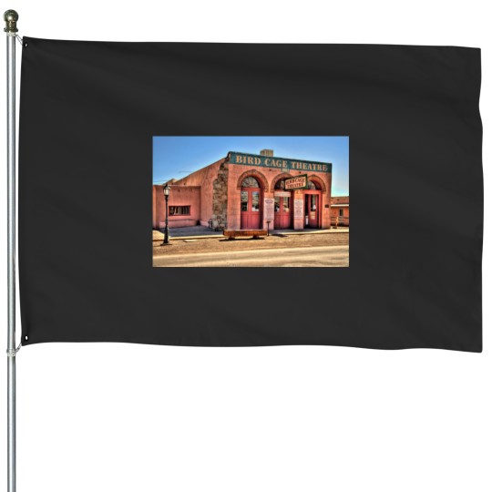 Discover The Bird Cage Theatre Tombstone Arizonna Sticker.png House Flags