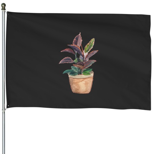 Discover Watercolor Rubber Tree Plant .png House Flags