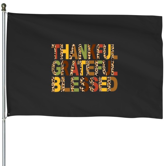 Discover Halloween Thankful Grateful Blessed Pumpkin Thanksgiving Fall Vibes 461 House Flags
