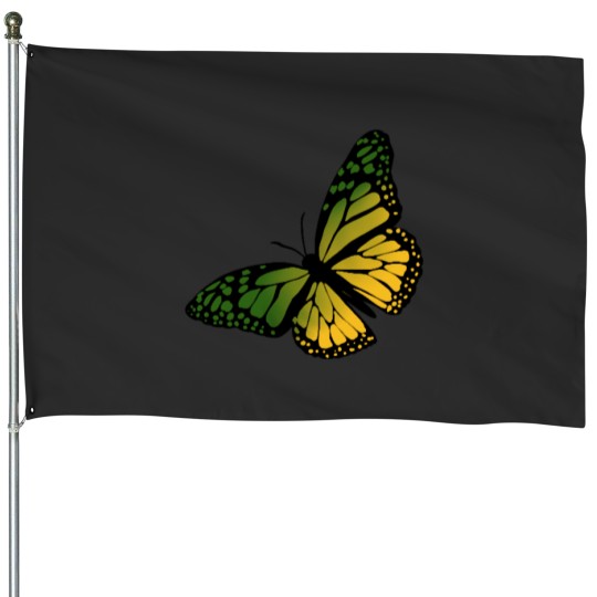 Discover Green Yellow Butterfly House Flags