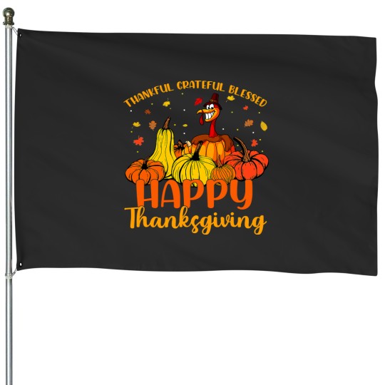 Discover Halloween Thankful Grateful Blessed Happy Thanksgiving Pilgrim Turkey 49 House Flags