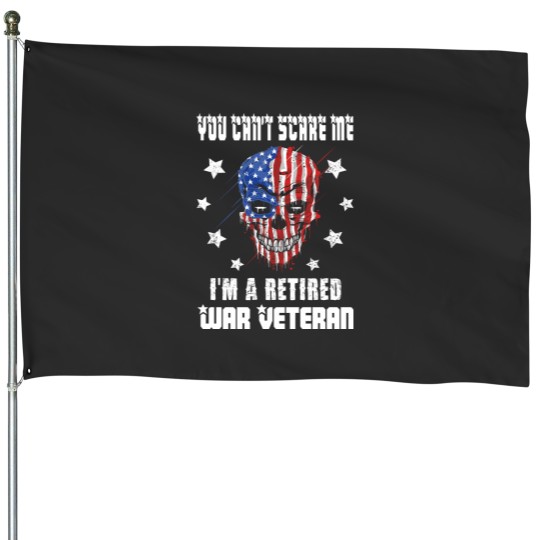 Discover Retired Warss Veteran USA Flag Skull Essential House Flags