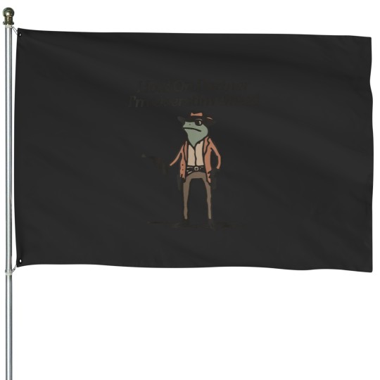 Discover Hold On Partner I'm Overstimulated Western Frog Cowboy House Flags