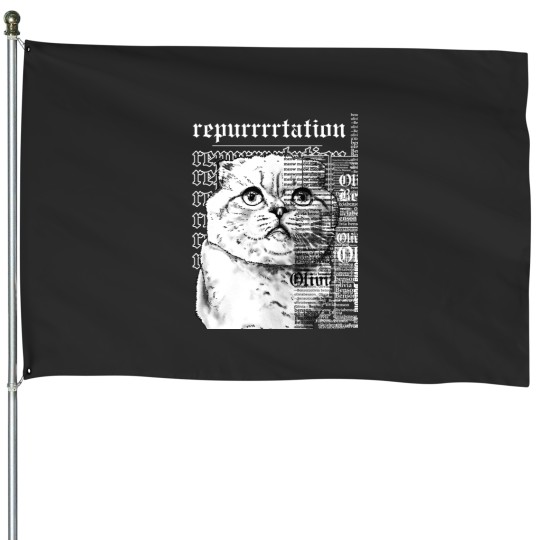 Discover Vintage Reputation Cat House Flags, Reputation Karma House Flags