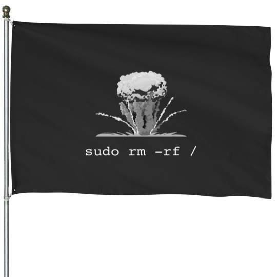 Discover Linux T Shirt Funny Linux Command Sudo RM RF for Men Women House Flags