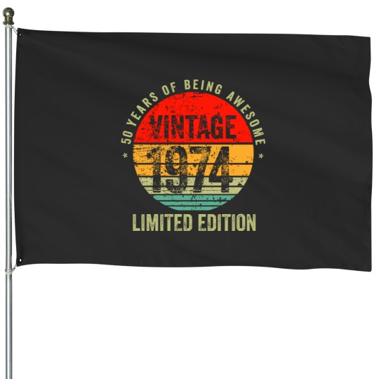 Discover Vintage 1974, 1974 vintage birthday, 50 birthday House Flags
