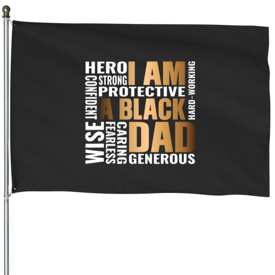 Discover Mens Black Father King Fathers Day Dad Matter Husband Dope Leader House Flags