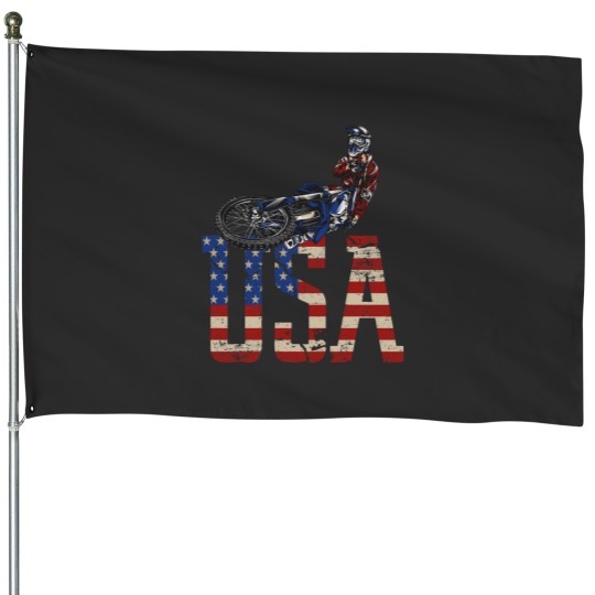 Discover dirt bike 4th of july USA Flag motocross for men women House Flags