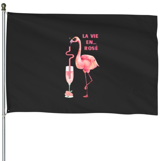Discover La Vie en Rose Flamingo Cheers House Flags