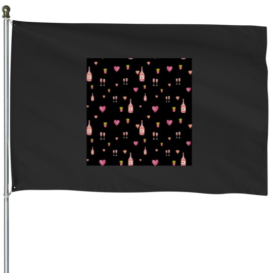 Discover Cactus glass love balloon a watercolor pattern black House Flags