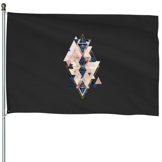 Discover Blush Pink and Navy Geometric House Flags