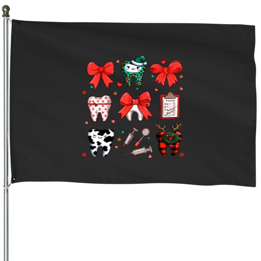 Discover christmas coquette bow dental dentists hygienist cute th House Flags