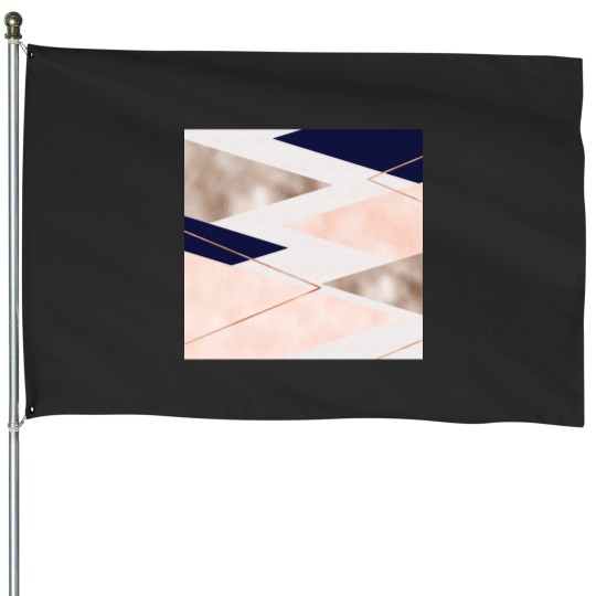 Discover Rose gold french navy geometric House Flags