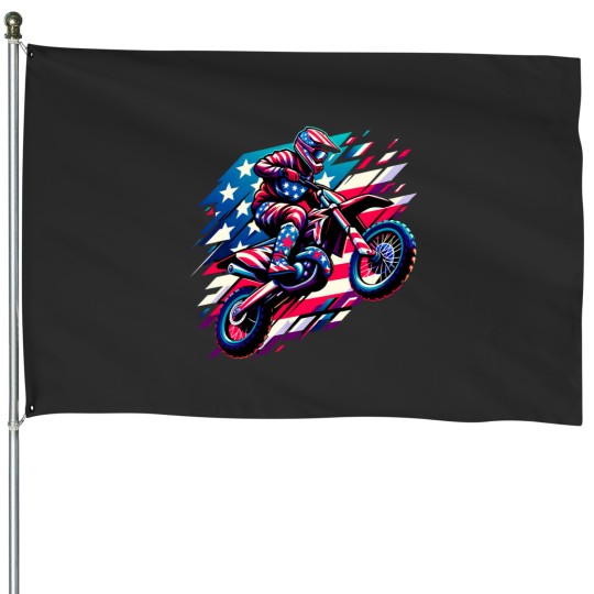 Discover dirt bike motocross us flag House Flags