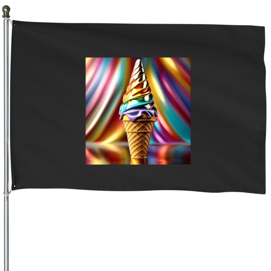 Discover Shimmering Ice Cream Cone House Flags