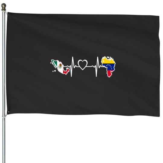Discover Mexico Venezuela Flag Mexican Venezuelan HeartBeat House Flags