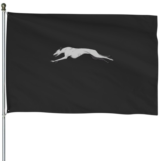 Discover Bark Running Greyhound House Flags