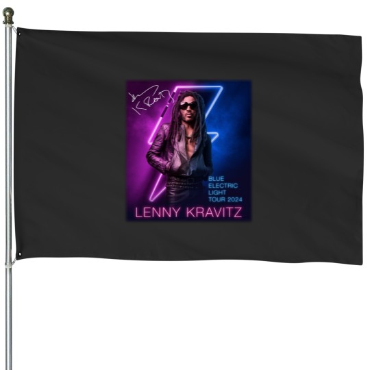 Discover Lenny Kravitz Electric Blue Light Tour 2024 Signature Unisex House Flags All Size