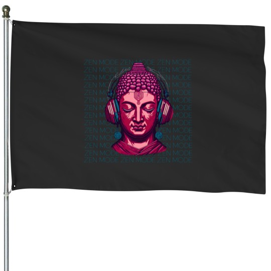 Discover Zen mode buddha, digital art. House Flags