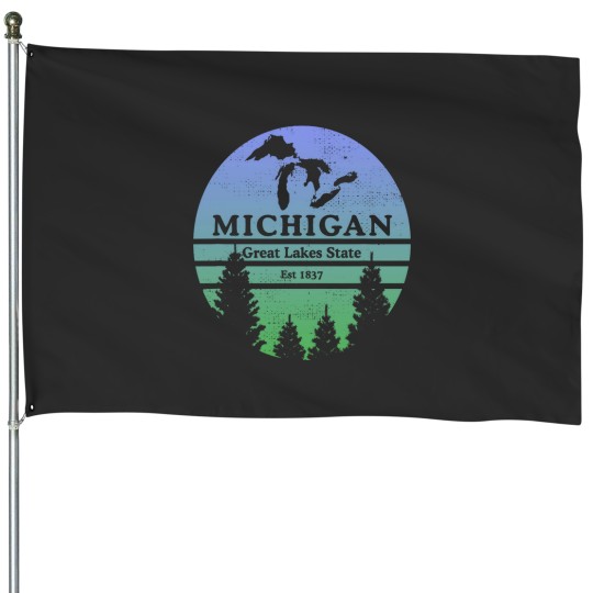 Discover Michigan Great Lakes State Lake Silhouette Souvenir House Flags