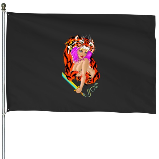Discover Woman worior .png House Flags