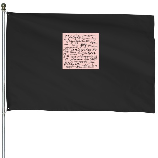 Discover Optimism Joyful Words in Black Script Lettering on Blush Pink Solid. Optimistic Typography Sticker House Flags