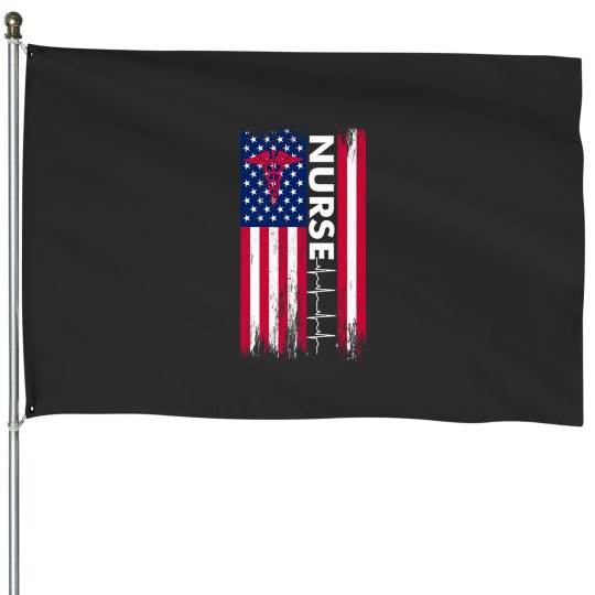 Discover Nurse Flag Heartbeat Line USA American Heroes Nurses Gifts House Flags