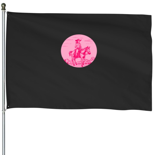 Discover Pink Cowgirlss Neon Wild West House Flags