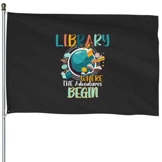 Discover Library Books Where Adventure Begins - Librarian Reader House Flags