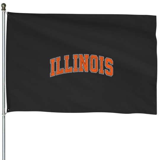 Discover Illinois IL Vintage Athletic Sports Design Style T-Shirt House Flags