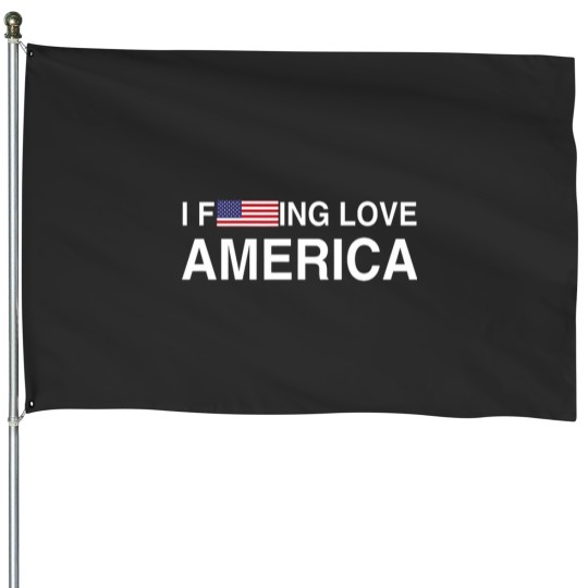 Discover I Fucking Love America Patriotic American Red White Blue Y2K House Flags