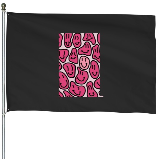Discover Pink Smileys 1 House Flags