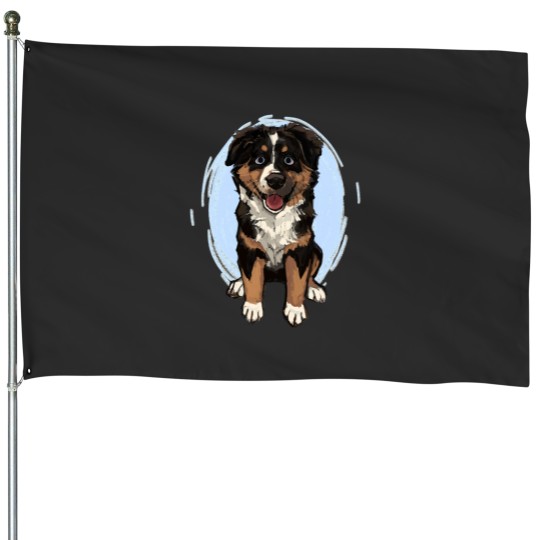 Discover Smiley Aussie Pup House Flags