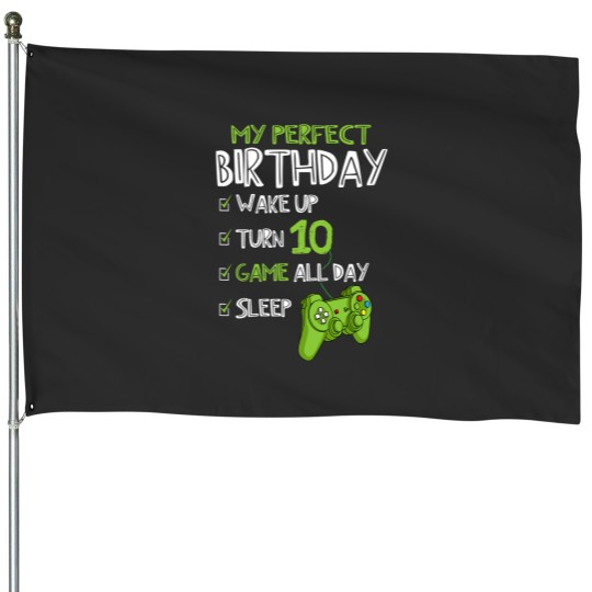 Discover 10th Birthday Gaming 10 Years Old Perfect Gamer Gift Boys House Flags